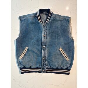 Vintage Denim Varsity Vest